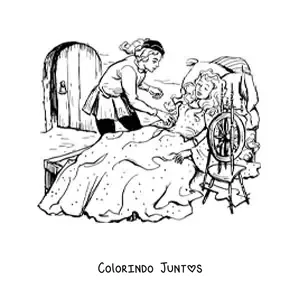 Desenho para colorir da Bela Adormecida e o principe