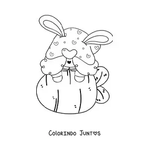 Desenho para colorir de gnomo de Pascoa com cenoura gigante
