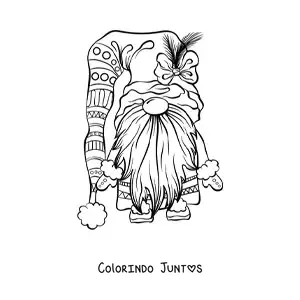 Desenho para colorir de gnomo natalino animado