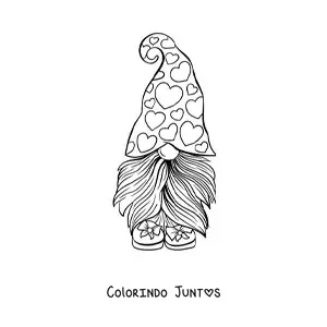 Desenho para colorir de gnomo do Dia dos Namorados