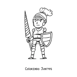 Desenho para colorir de cavaleiro heroico animado