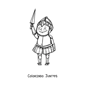 Desenho para colorir de cavaleiro da Idade Média animado com espada