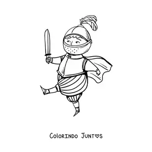 Desenho para colorir de cavaleiro animado com capacete