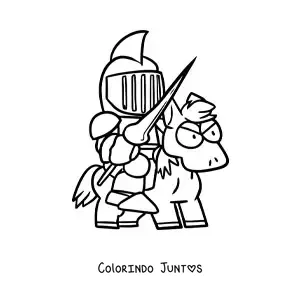 Desenho para colorir de um cavaleiro sobre um cavalo
