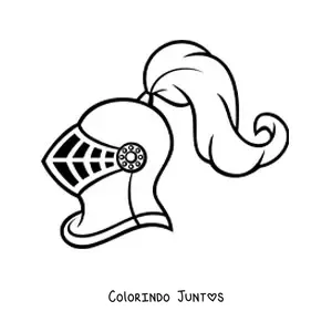 Desenho para colorir de capacete de um cavaleiro medieval de perfil