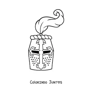 Desenho para colorir de capacete de um cavaleiro medieval de frente
