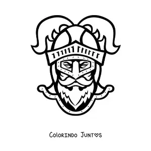 Desenho para colorir de rosto de um cavaleiro com capacete