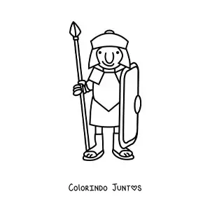 Desenho para colorir de centurião romano animado com capacete