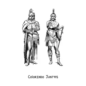 Desenho para colorir de cavaleiros realistas