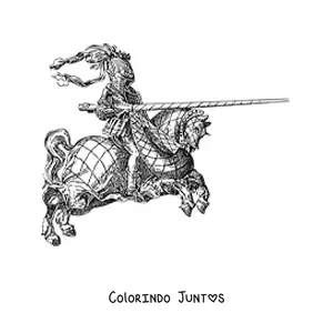 Desenho para colorir de cavaleiro realista em uma justa