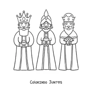 Desenho para colorir de reis magos animados