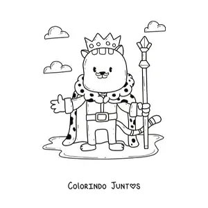 Desenho para colorir de rei gato animado