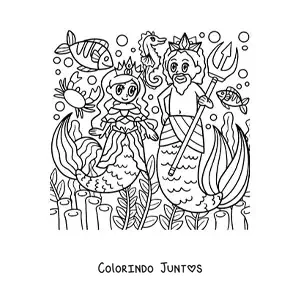 Desenho para colorir de Tritão o rei do mar