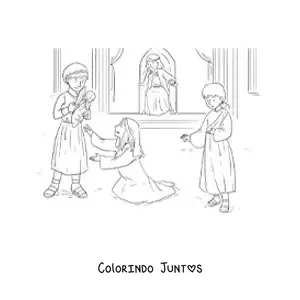 Desenho para colorir de rei e seus súditos
