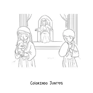 Desenho para colorir de rei e seus súditos