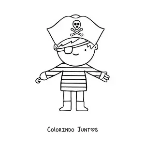 Desenho para colorir de menino fantasiado de pirata com gancho