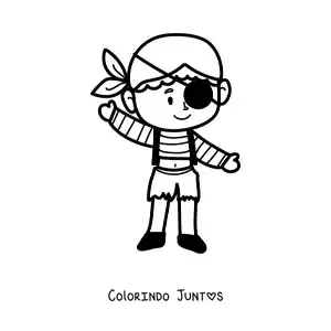 Desenho para colorir de menino pirata animado fácil