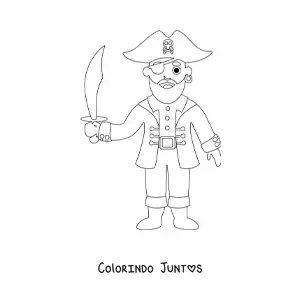 Desenho para colorir de pirata antigo animado com espada