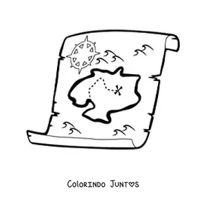 Desenho para colorir de mapa do tesouro fácil