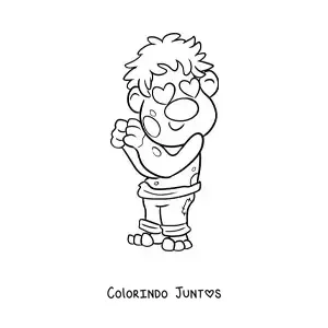 Desenho para colorir de troll animado apaixonado