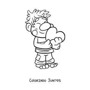 Desenho para colorir de troll animado com coração