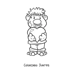 Desenho para colorir de troll animado entregando seu coração
