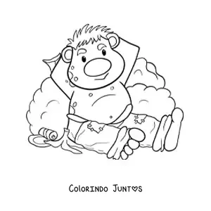 Desenho para colorir de troll animado engraçado sentado