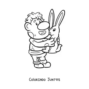 Desenho para colorir de troll animado com um coelho