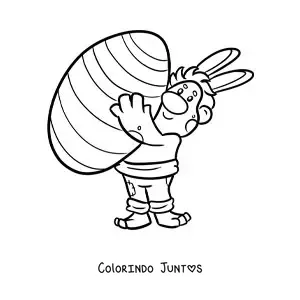Desenho para colorir de troll animado com ovo de páscoa gigante