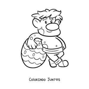 Desenho para colorir de troll animado com um ovo de páscoa