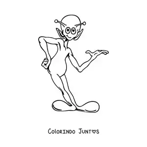 Desenho para colorir de marciano animado