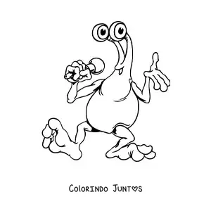 Desenho para colorir de um extraterrestre com microfone