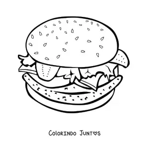 Desenho para colorir de um hamburguer realista