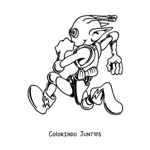 Desenho para colorir de um extraterrestre correndo