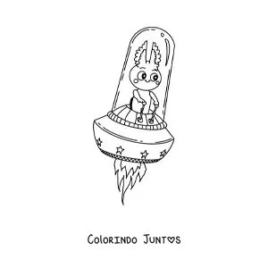 Desenho para colorir de alienígena voando em um ovni