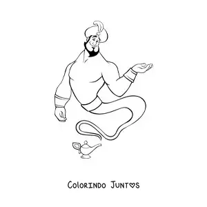 Desenho para colorir de gênio da lâmpada mágico