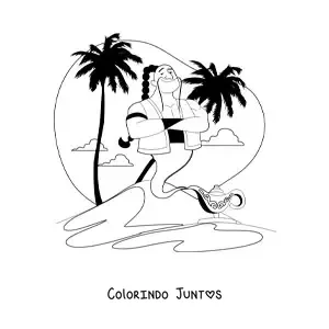 Desenho para colorir de gênio animado saindo da lâmpada maravilhosa