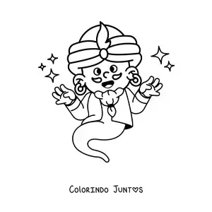 Desenho para colorir de gênio animado mágico