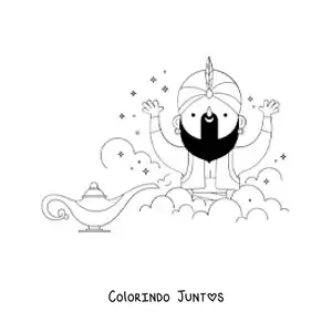 Desenho para colorir de gênio da lâmpada animado