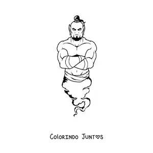 Desenho para colorir de gênio mágico assustador