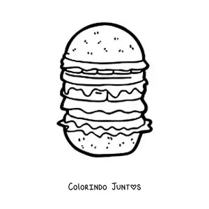Desenho para colorir de um hamburguer triplo