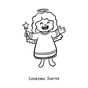Desenho para colorir de anjo feminino animado