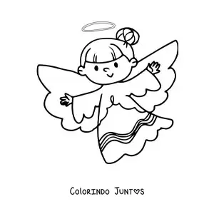 Desenho para colorir de anjo feminino com as asas abertas