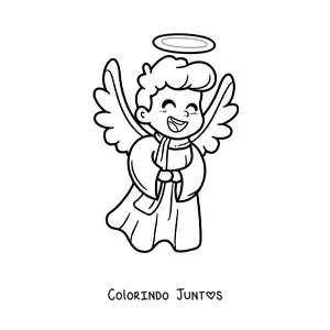 Desenho para colorir de anjo feliz animado