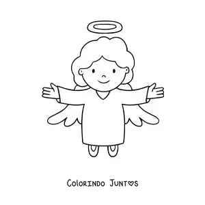 Desenho para colorir de anjo fácil voando