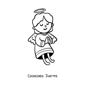 Desenho para colorir de anjo animado rezando