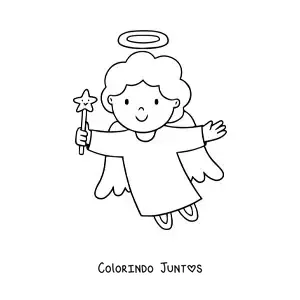 Desenho para colorir de anjo simples voando