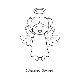 Desenho para colorir de menina anjo feliz animada