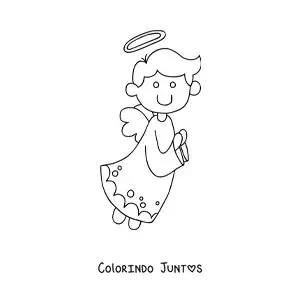 Desenho para colorir de anjo da guarda voando