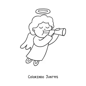 Desenho para colorir de anjo fácil tocando trombeta
